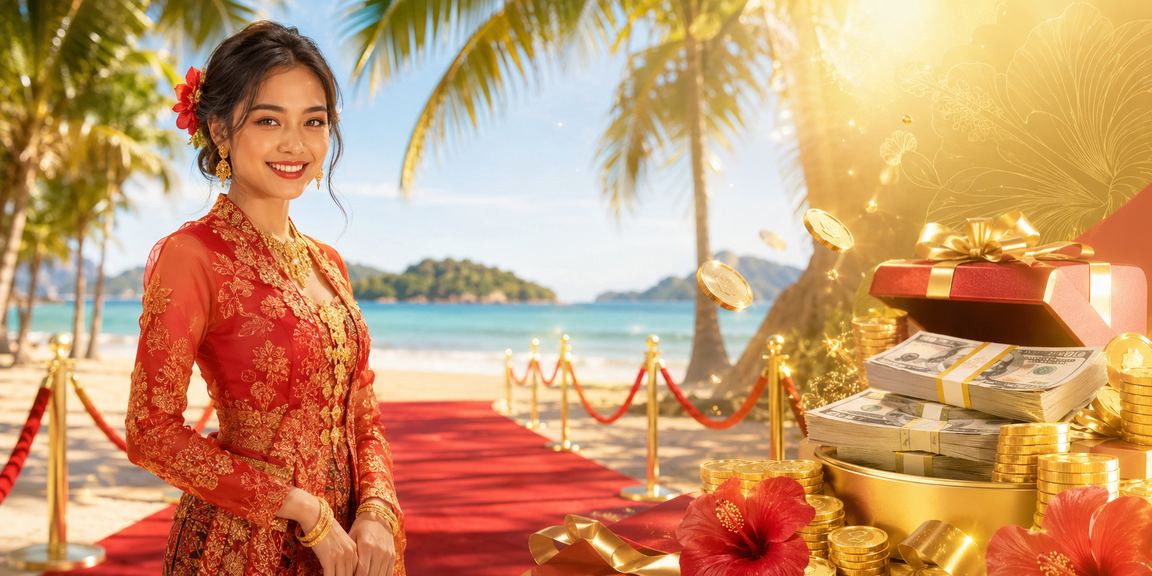 Orang menikmati bonus cashback di Langkawi berlatarkan suasana hiburan