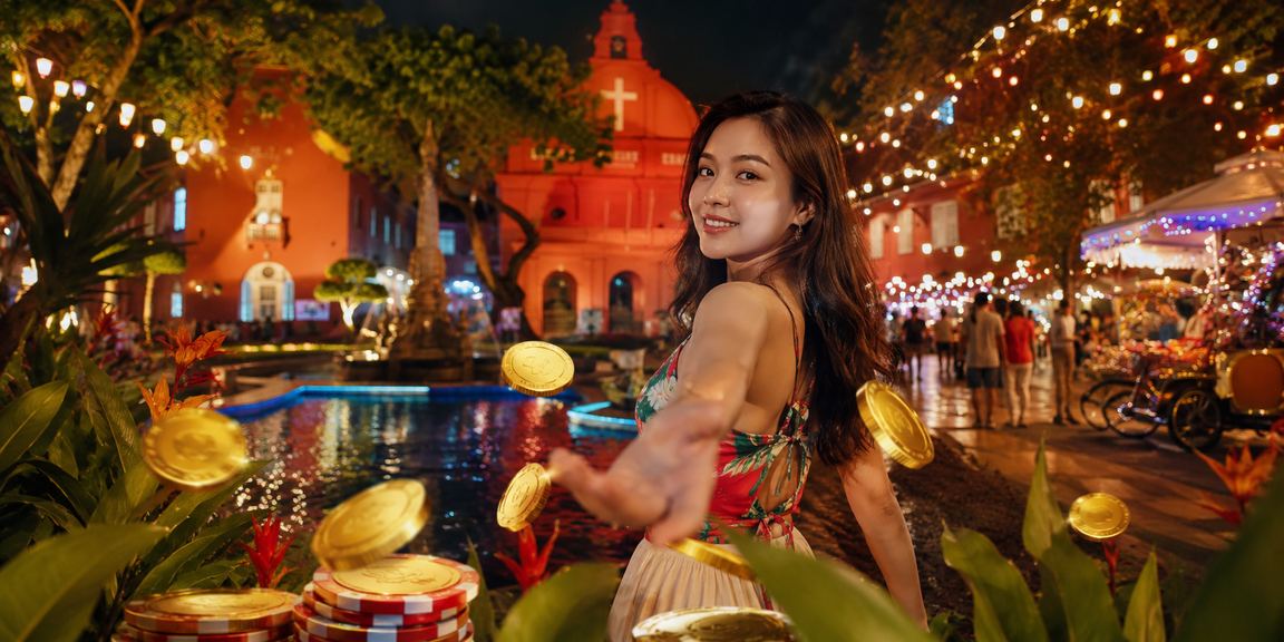 Pemandangan kasino hiburan di Melaka dengan gaya Melayu